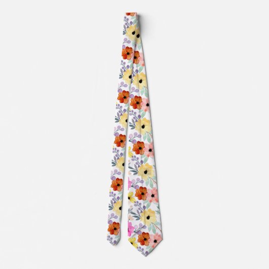 Botanische Blume in modernen Wasserfarben Krawatte (Rückseite)