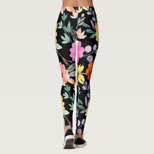 Botanische Blume in modernen Wasserfarben Leggings (Rückseite)