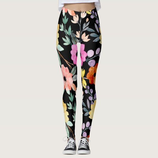 Botanische Blume in modernen Wasserfarben Leggings (Vorderseite)