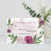 botanische Blume in Rosa RSVP Karte (Stehend Vorderseite)