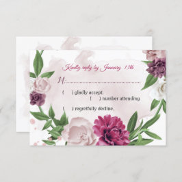 botanische Blume in Rosa RSVP Karte