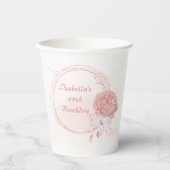 Botanische Blume in Rosa und Weiß Pappbecher (Vorderseite)