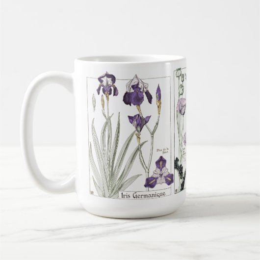 Botanische Blume Iris Poppy Tasse im Jugendstil (Links)