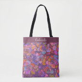 Botanische Blume Lila Blumenkunst Personalisiert Tasche (Vorderseite)