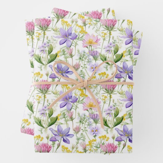 Botanische Blume lila und rosa Geschenkpapier Set (Beispiel)