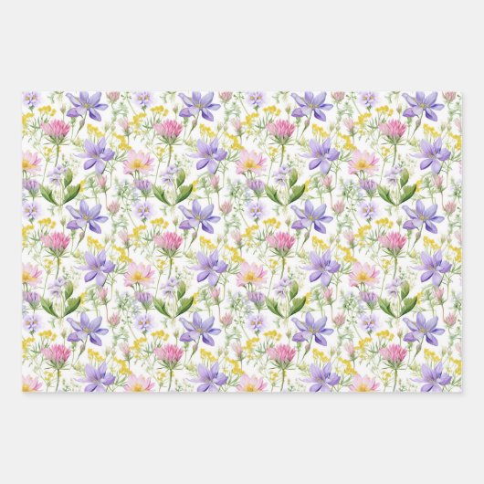 Botanische Blume lila und rosa Geschenkpapier Set (Vorderseite)