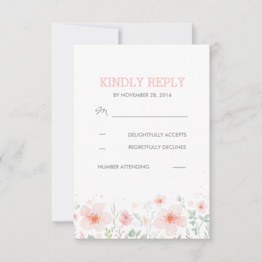 Botanische Blume Meadow Wedding RSVP (Vorderseite)