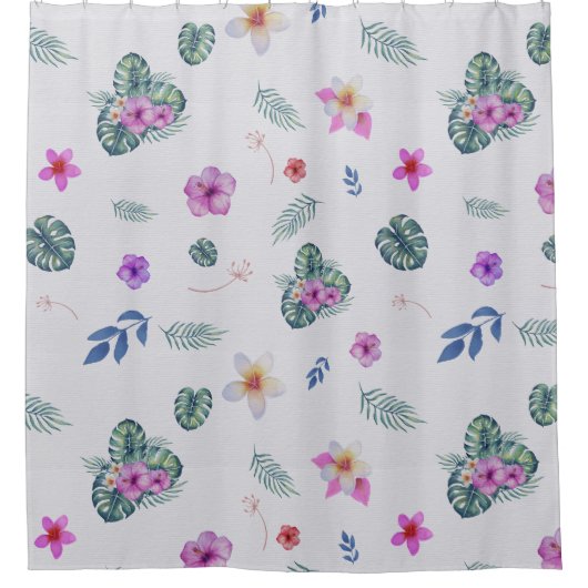 Botanische Blume mit tropischer Wasserfarbe Duschvorhang (Vorderseite)