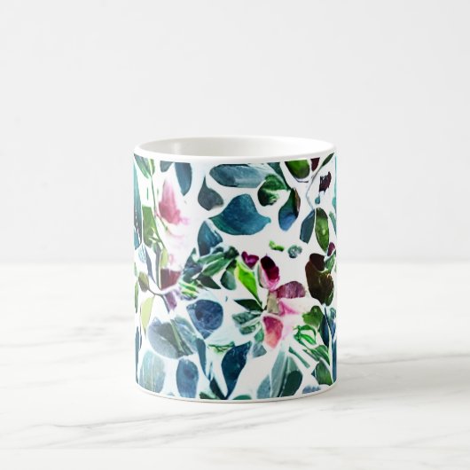 Botanische Blume mit Wasserfarbe elegant mit Monog Kaffeetasse (Mittel)