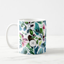 Botanische Blume mit Wasserfarbe elegant mit Monog Kaffeetasse