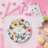 Botanische Blume mit Wasserfarbe elegant mit Monog Pappteller (Party)