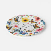 Botanische Blume mit Wasserfarbe elegant mit Monog Pappteller (Schrägansicht)