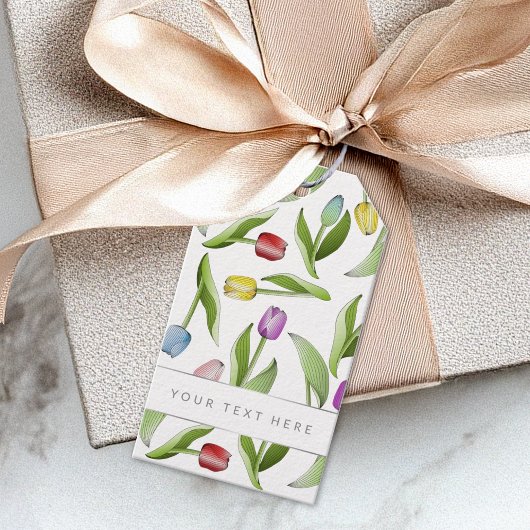 Botanische Blume Moderne farbenfrohe Tulip Geschenkanhänger