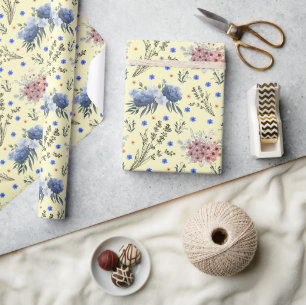 Botanische Blume-Muster Geschenkpapier