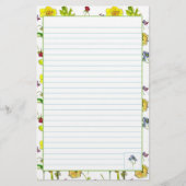 Botanische Blume Nadelöhre Stiefmütterchen Liniert Briefpapier (Vorderseite)