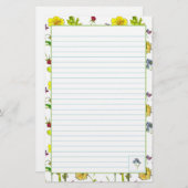 Botanische Blume Nadelöhre Stiefmütterchen Liniert Briefpapier (Vorne/Hinten)