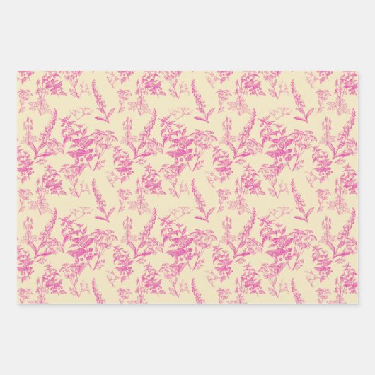 Botanische Blume Rosa und Creme Kunst, Dichtung un Geschenkpapier Set (Vorderseite)