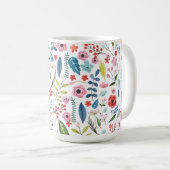 Botanische Blume und Blattmuster Kaffeetasse (VorderseiteRechts)