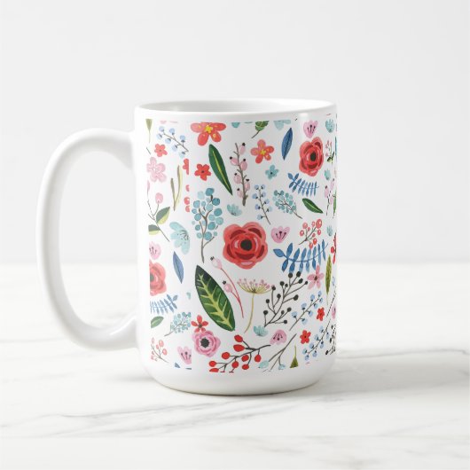 Botanische Blume und Blattmuster Kaffeetasse (Links)