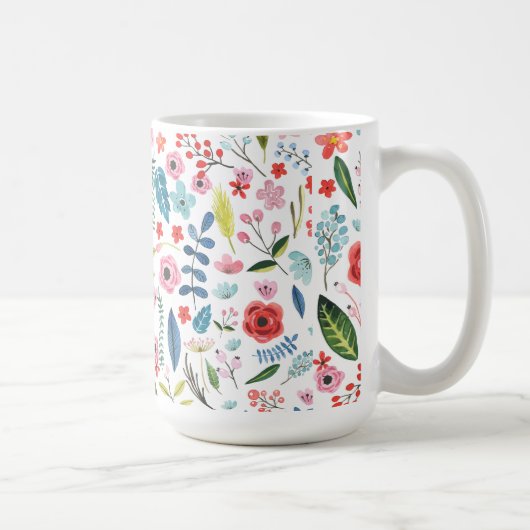 Botanische Blume und Blattmuster Kaffeetasse (Rechts)