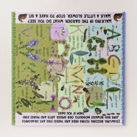 Botanische Blume und Bug ABC Alphabet Puzzle (Horizontal)