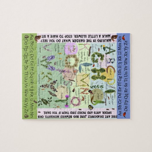 Botanische Blume und Bug ABC Alphabet Puzzle (Horizontal)