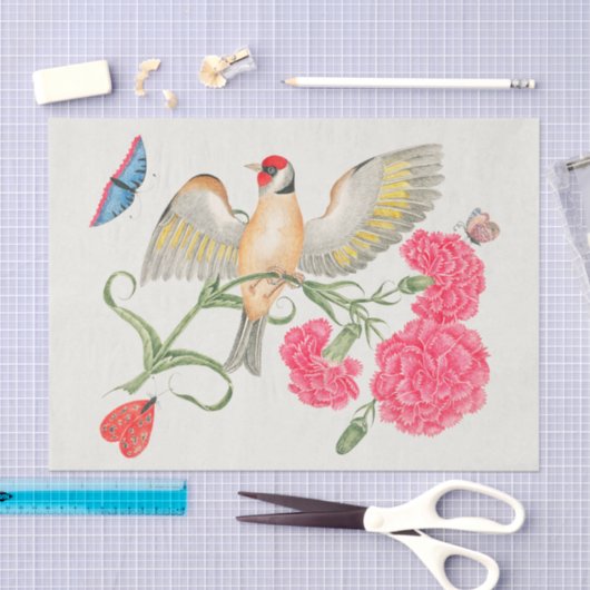 Botanische Blume und Vogelgewebe Seidenpapier (Handwerk)