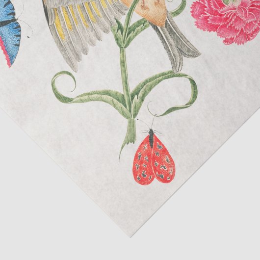 Botanische Blume und Vogelgewebe Seidenpapier (Ausschnitt)