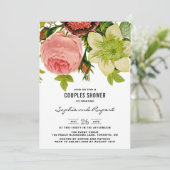 Botanische Blume Vintage Paare Dusche Einladung (Stehend Vorderseite)