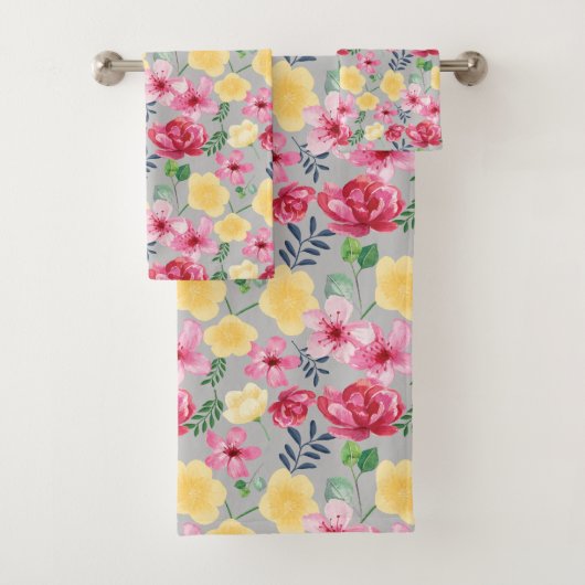 Botanische Blume Wasserfarbe Handtuch Badhandtuch Set (Insitu)