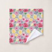 Botanische Blume Wasserfarbe Handtuch Badhandtuch Set (Waschlappen)