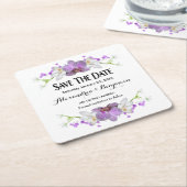 Botanische Blume Wasserfarbe Save the Date Rechteckiger Pappuntersetzer (angewinkelt)