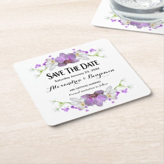 Botanische Blume Wasserfarbe Save the Date Rechteckiger Pappuntersetzer (angewinkelt)