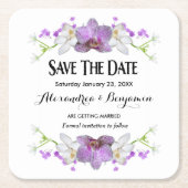 Botanische Blume Wasserfarbe Save the Date Rechteckiger Pappuntersetzer (Vorderseite)