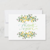 Botanische Blume Wasserfarben Zitronen Danke Karte (Vorderseite)