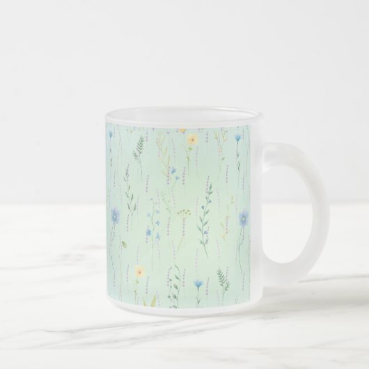 Botanische Blume Wasserfarbene Flora Mattglastasse (Rechts)