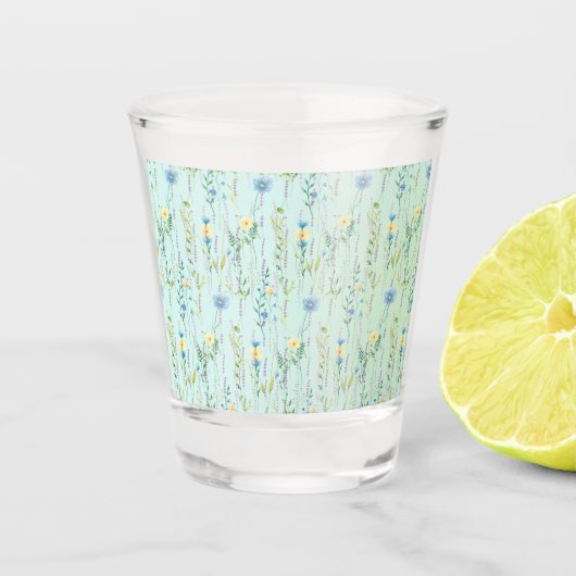 Botanische Blume Wasserfarbene Flora Schnapsglas (Vorderseite)