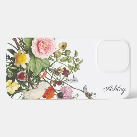 Botanische Blume Wasserfarbener INDIVIDUELLE NAME iPhone Hülle (Rückseite (Horizontal))