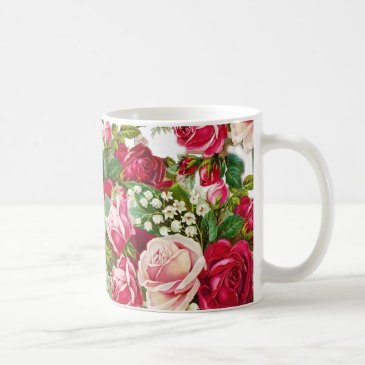 Botanische Blumen der Vintagen roten Kaffeetasse (Rechts)