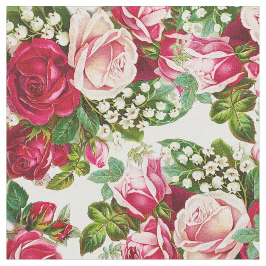 Botanische Blumen der Vintagen roten Stoff (Nahaufnahme)