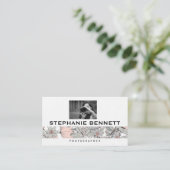 Botanische Blumen | Frau mit Kamera Visitenkarte (Stehend Vorderseite)