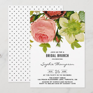 Botanische Blumen Vintage-Braut-Brunch-Einladung Einladung