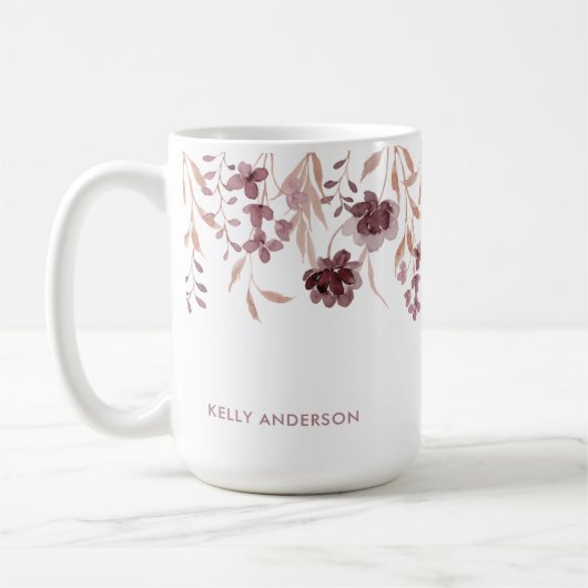 Botanische Blumenblätter Mit Monogramm Kaffeetasse (Links)