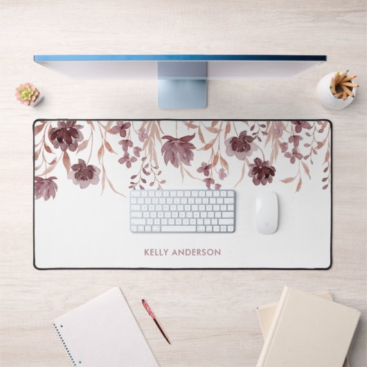 Botanische Blumenblätter Mit Monogramm Schreibtischunterlage (Büro 1)