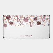 Botanische Blumenblätter Mit Monogramm Schreibtischunterlage (Vorderseite)