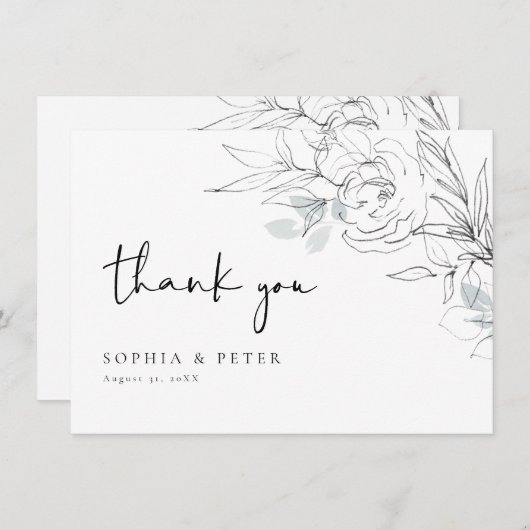 Botanische Blumendarstellung Danke Karte (Vorne/Hinten)