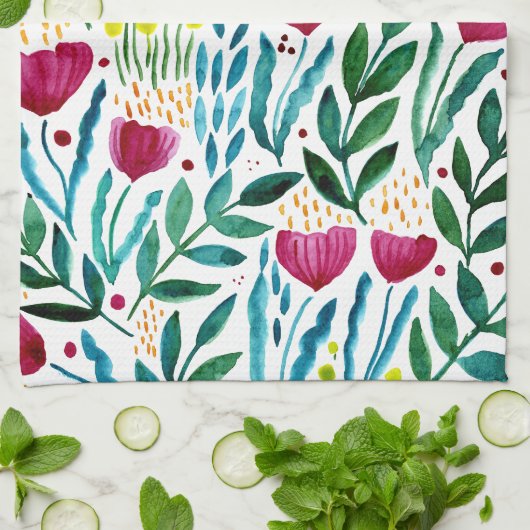 Botanische Blumendarstellung Geschirrtuch (Gefaltet)