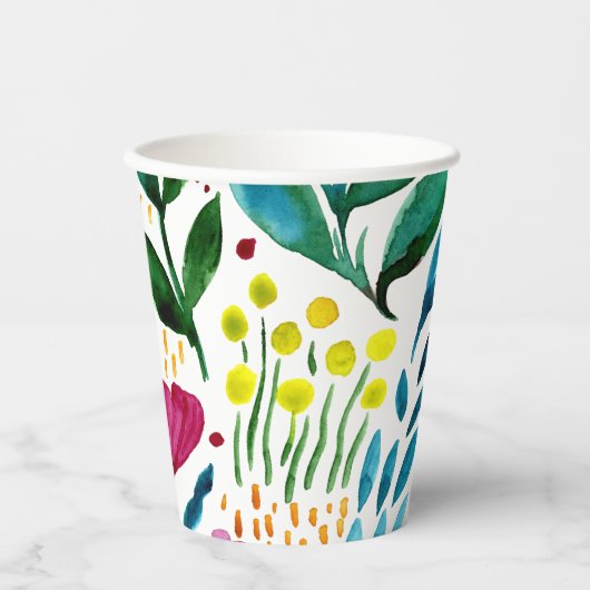 Botanische Blumendarstellung Pappbecher (Vorderseite)