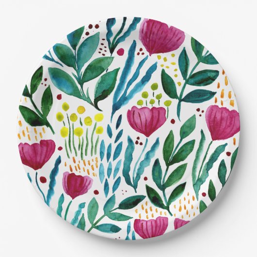 Botanische Blumendarstellung Pappteller (Vorderseite)