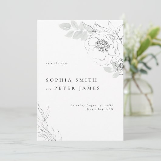 Botanische Blumendarstellung Save the Date Einladung (Stehend Vorderseite)